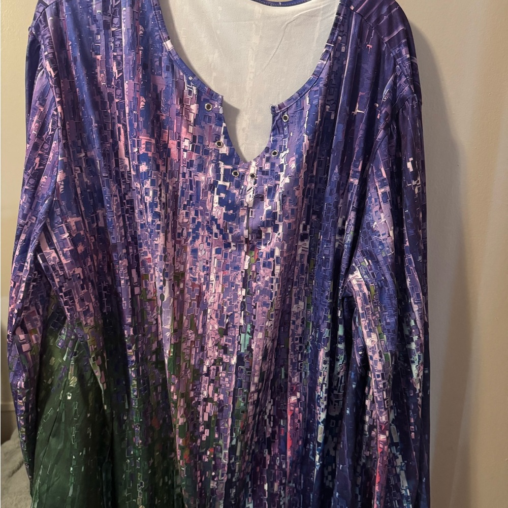 Purple & Pink Abstract Print Long Sleeve Top